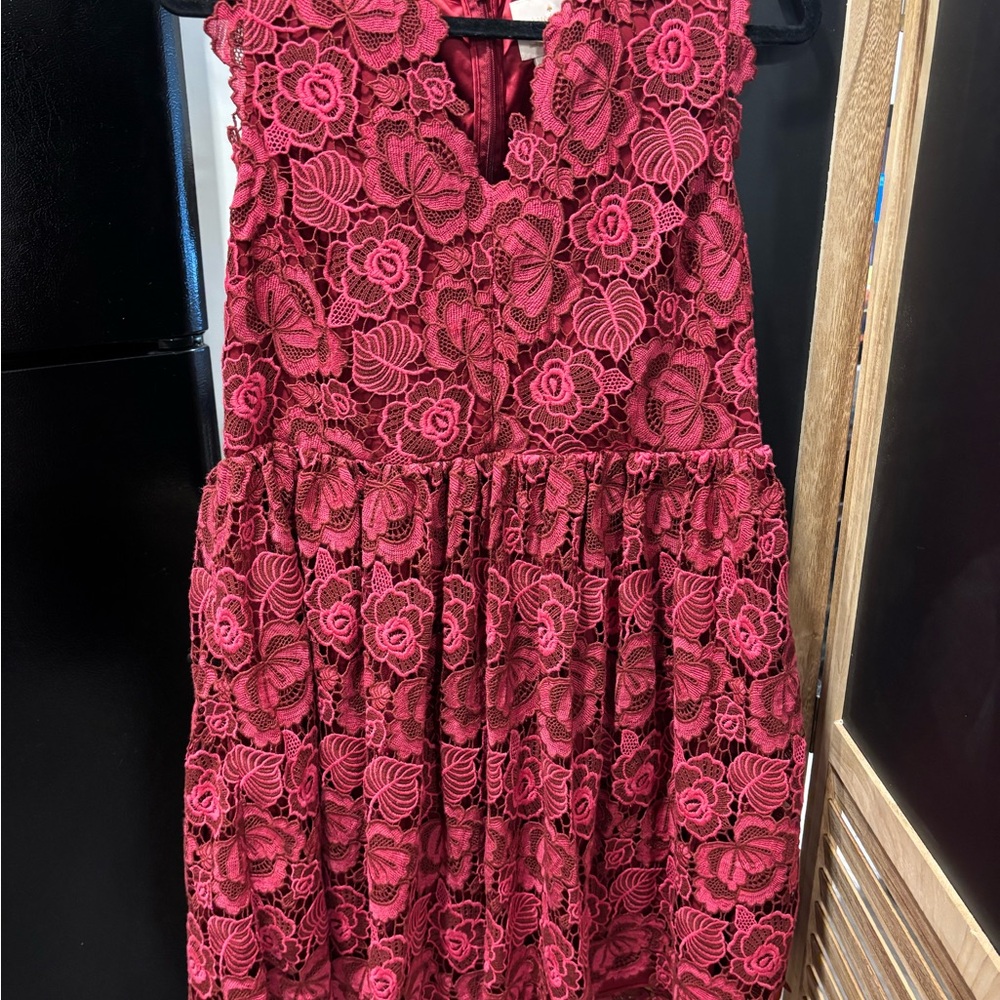 Kate Spade Vibrant Red Floral Lace Dress